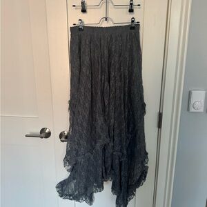 Amazon Asymmetrical Charcoal Lace Skirt